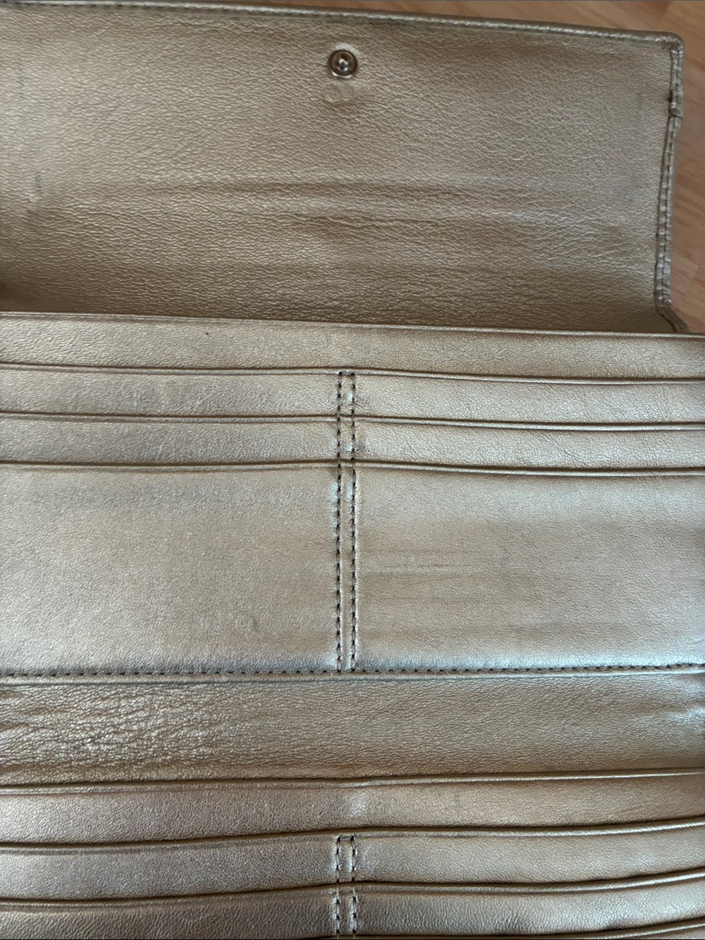 Coach Metallic Logo Wristlet Clutch - Champagne Gold - Picture 5 of 16